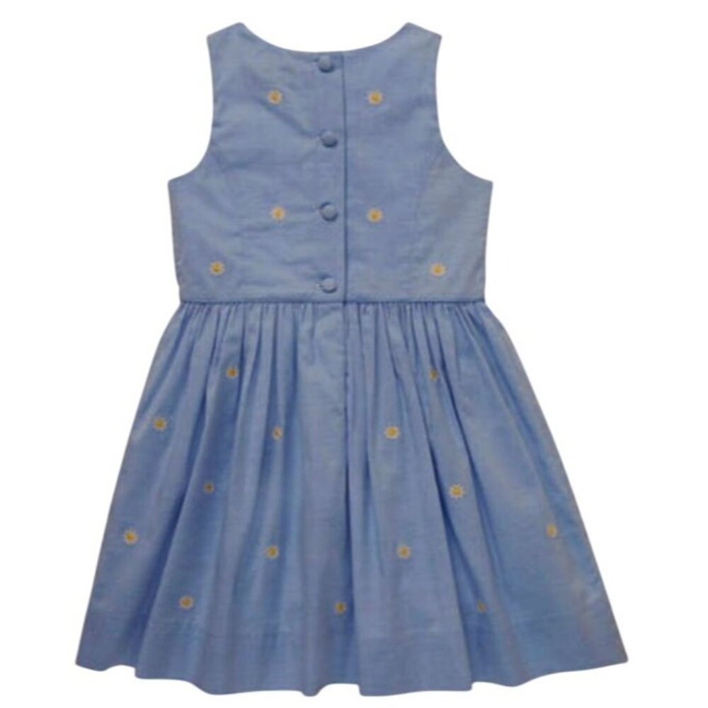 Polo Ralph Lauren Kids Girls Blue Fit And Flare Daisy Oxford Dress Size 7 - Picture 3 of 16